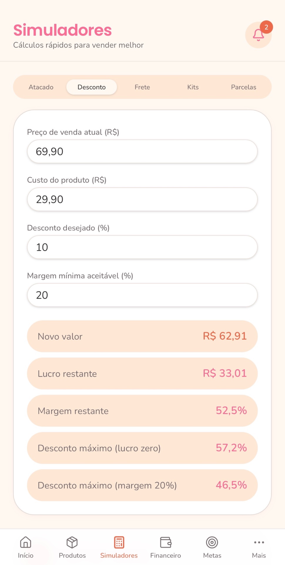 Simulador de descontos